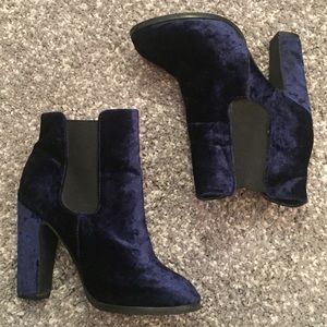 Urban Outfitters Blue Velvet Slip On Ankle Boots